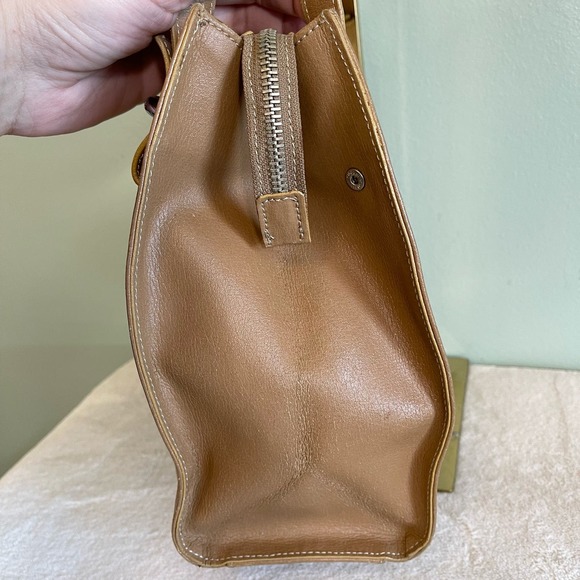 Vintage Luana Women's Brown Wide Open Top Zip Leather Tote Shoulder Bag - Picture 8 of 16